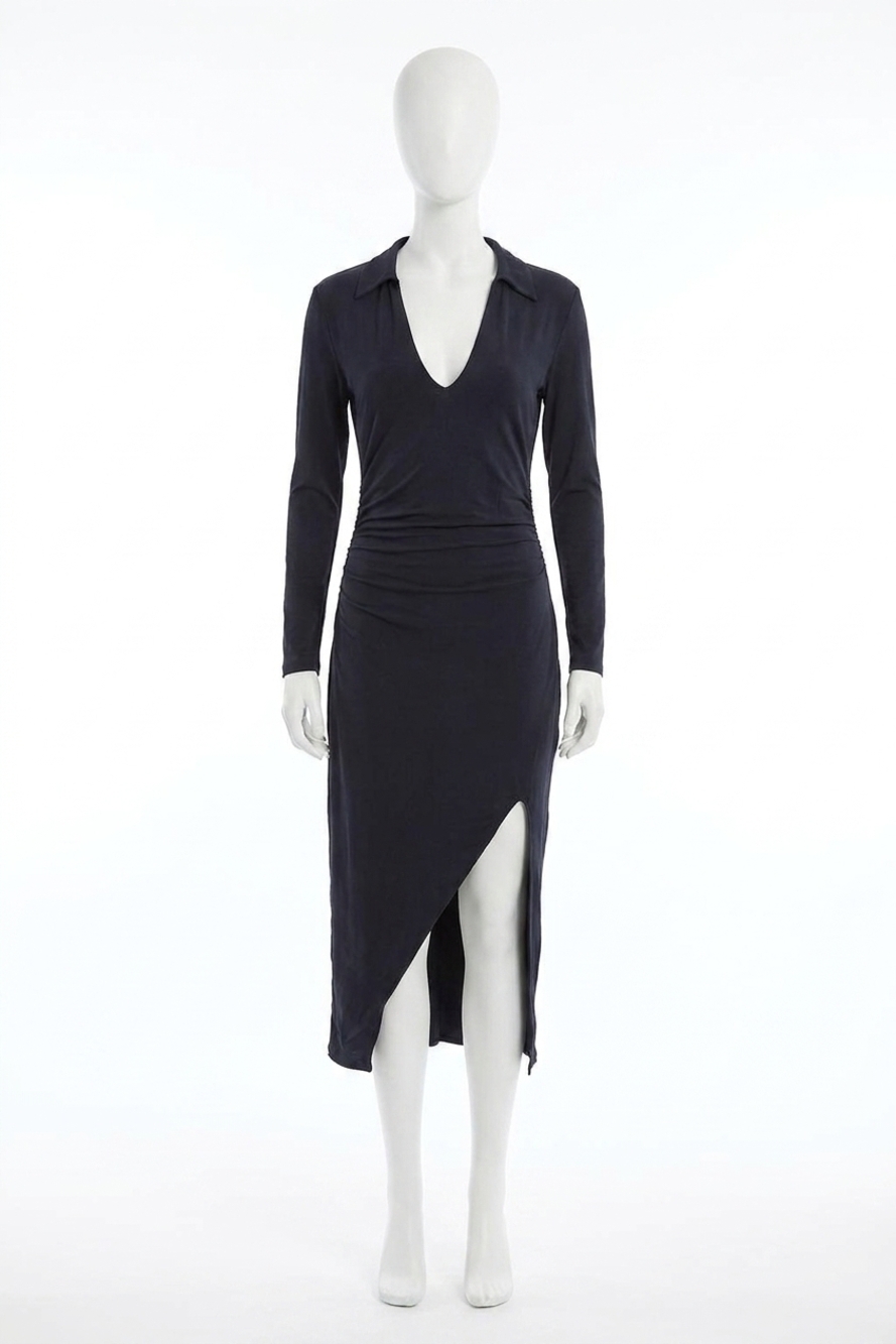 NEW CHASER palm henley dress in licorice